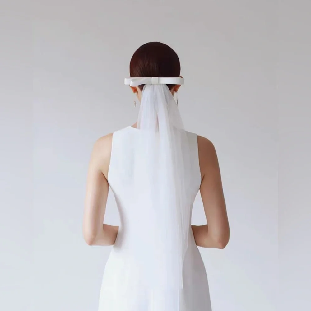 Short Wedding Veil Bowknot